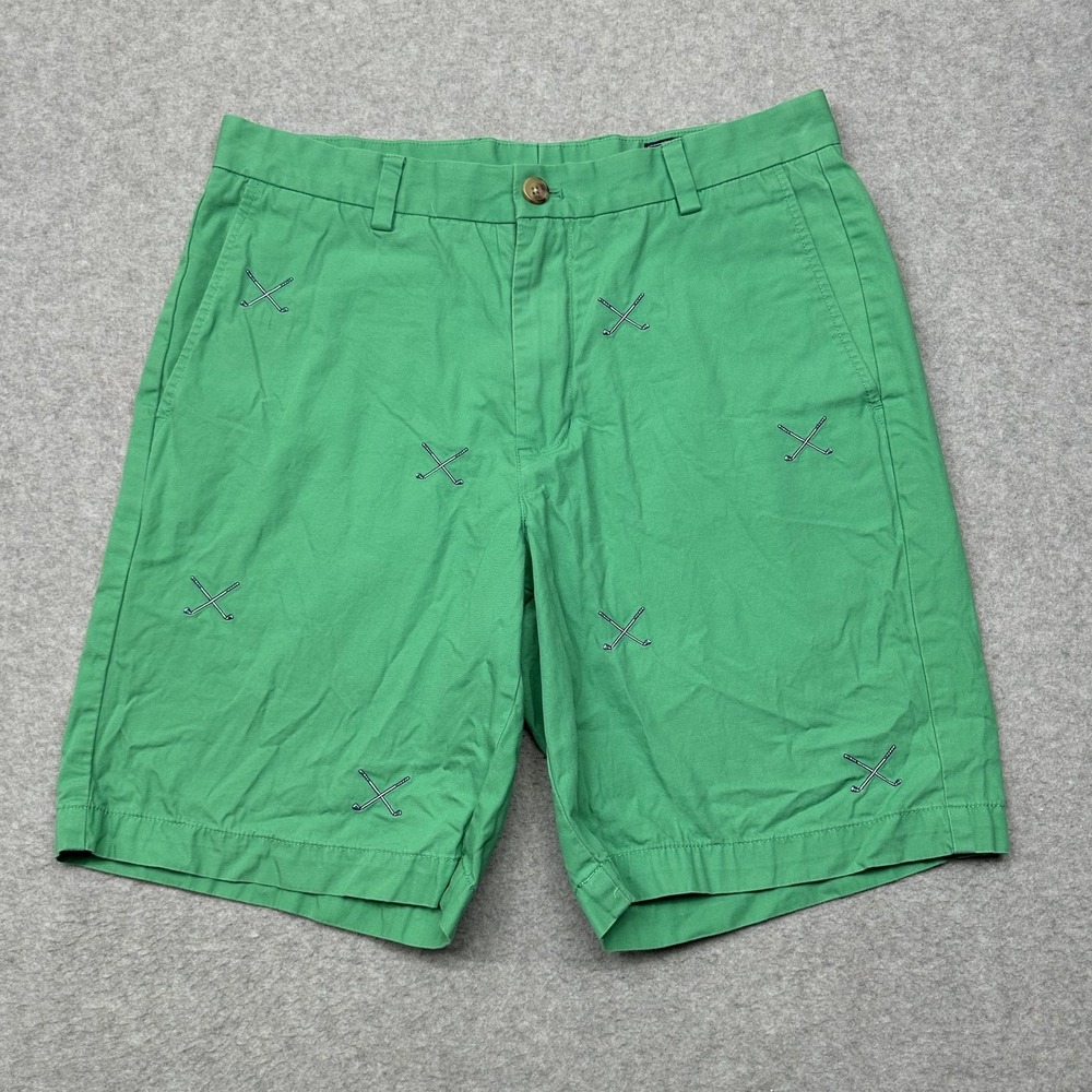 Vineyard Vines Shorts Mens 32 Green Breaker Short Golf Embroidered 8.5" Chino